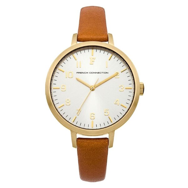French Connection Rosebery 36mm White Dial Camel Calf Leather Watch