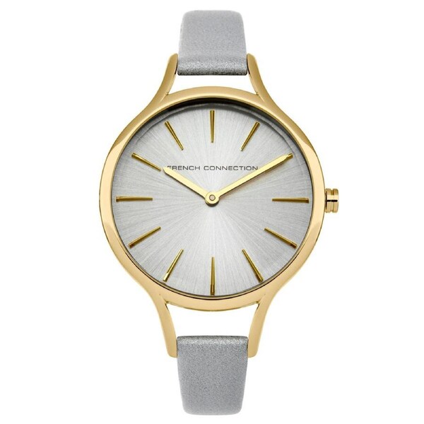 French Connection Daisy Petite 32mm Silver Dial Grey Leather Strap Watch
