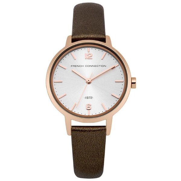 French Connection Ladies 31mm Grey Dial Brown Leather Strap Watch