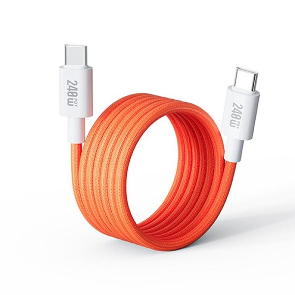 ZUSLAB Magnetic USB-C to USB-C Charging Cable 240W ? Fast Magnetic Charger Cord for MacBook, Laptop, Samsung, iPad ? 1M, Orange