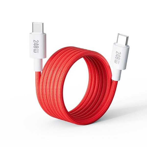 ZUSLAB Magnetic USB-C to USB-C Charging Cable 240W ? Fast Magnetic Charger Cord for MacBook, Laptop, Samsung, iPad ? 1M, Red