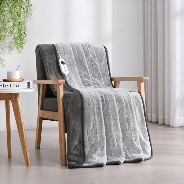 Dreamaker Faux Mink Heated Throw Silver 160x120cm