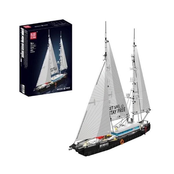 Mould King 10194 Modern Two-Mast Sailing Yacht Building Set - 893 Pcs