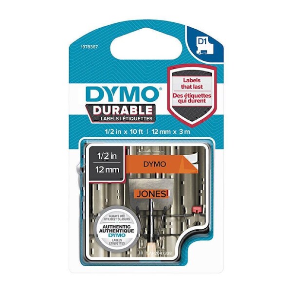 D1 Dur Blk on Orn 12mm x 3m