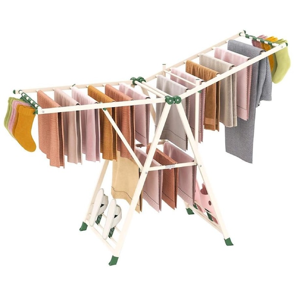 Costway Clothes Drying Rack Foldable Drying Rack w/18 Drying Rails Gullwing Clothing Stand Multi