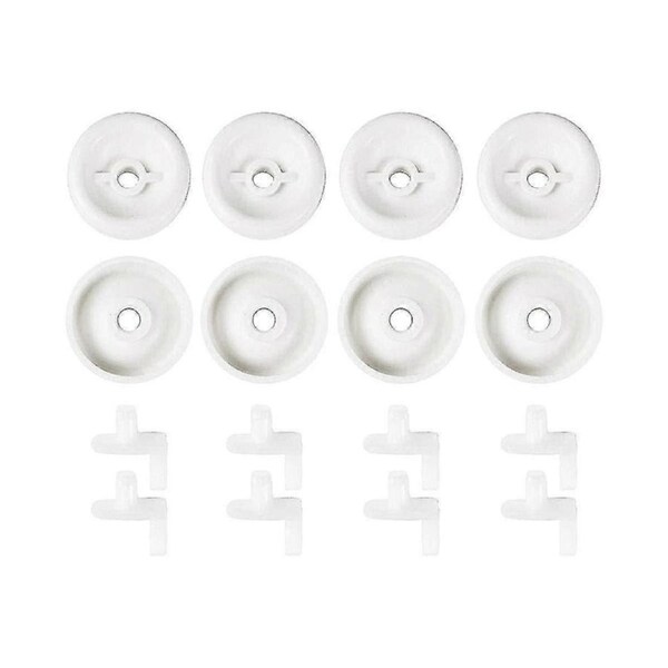 8 Pack Wd12x271 Replacement Dishwasher Dishrack Rollers and Studs - Lower Rack