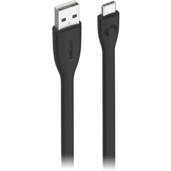 25CM SILICONE USB-A TO USB-C LEAD BLACK
