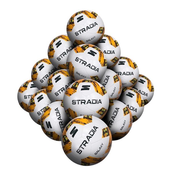 STRADIA "GALAXY" Full Size 5 Soccer Ball – Club Series Superior Grip Korean Microfibre Ball Pack of 20 with FREE Mesh Storage Bag