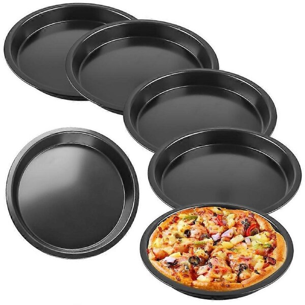 JOYBUY Set of 6 Pizza Plates, Round Pizza Plates, Diameter 20 Cm,Steel Pizza Pan, Non-Stick Coating, Non-