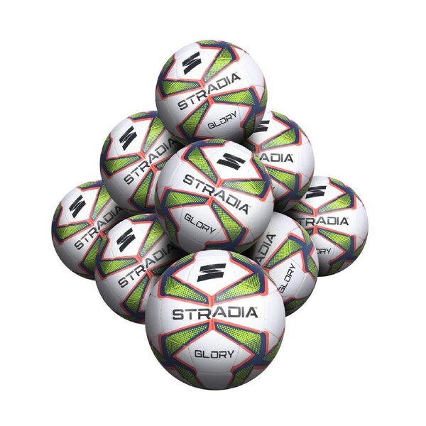 STRADIA "GLORY" Junior Size 3 Soccer Ball – Club Series Hand-Stitched Junior Soccer Ball Pack of 10 with FREE Mesh Storage Bag