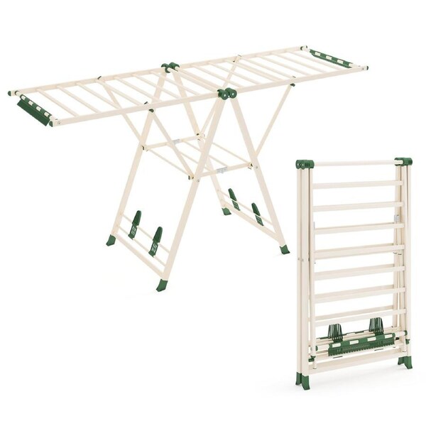 Giantex Clothes Drying Rack Foldable Laundry Hanger w/20 Rails Gullwing Clothing Stand Multi