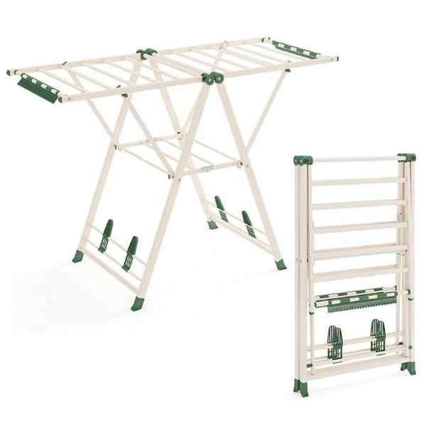 Giantex Clothes Drying Rack Foldable Laundry Hanger w/16 Rails Gullwing Clothing Stand Multi