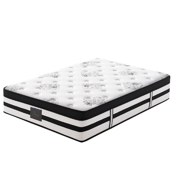 KINGSTON SLUMBER Luxury 34cm Double Mattress, Medium Firm, Euro Top, 5-Zone Pocket Spring Foam