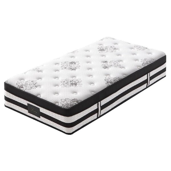 KINGSTON SLUMBER Luxury 34cm Single Mattress, Medium Firm, Euro Top, 5-Zone Pocket Spring Foam