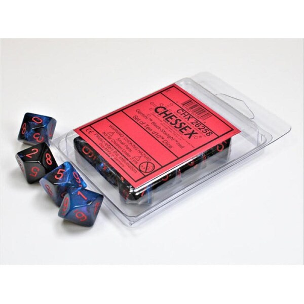 CHX 26258 Gemini Black-Starlight/red Set of Ten d10s