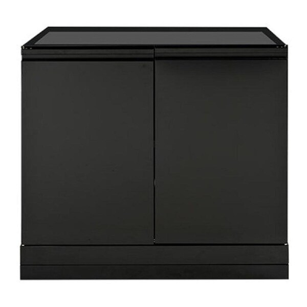 Crossray Steel Side Cabinet w/ Double Doors Kitchen Storage 90x90cm Black