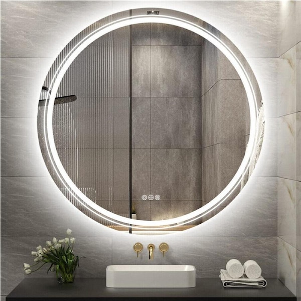 Anti-fog LED Bathroom Mirror Circle Backlit HD Vanity Mirror Shatterproof