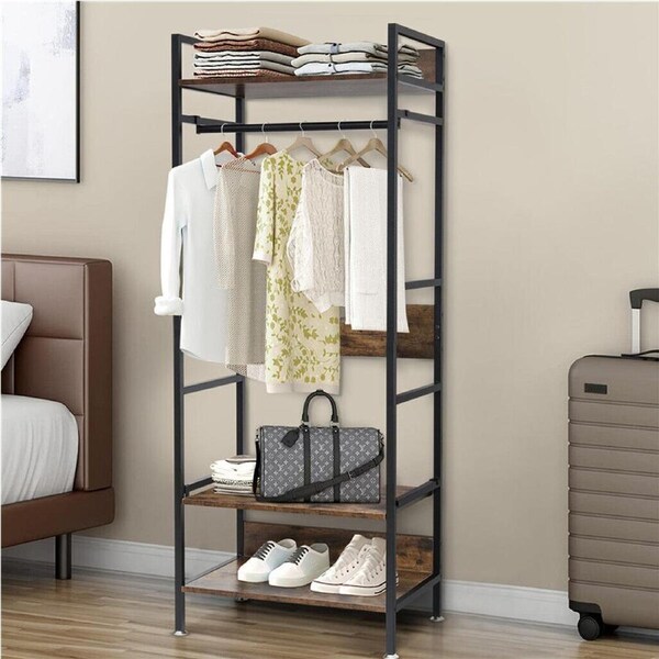 Metal Garment Rack Entryway Coat Rack Open Wardrobe Storage
