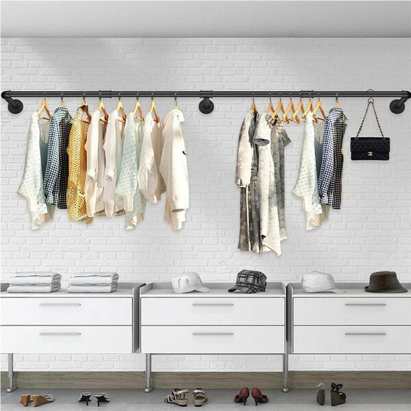 Industrial Vintage Pipe Clothes Rack Wall Shelf