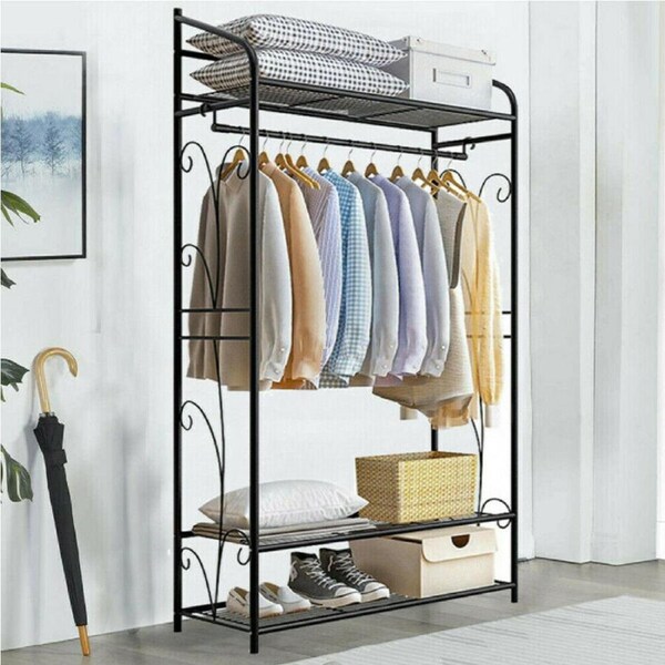 Large Metal Clothes Rail Storage Dress Hanging Garment Rack Portable Stand