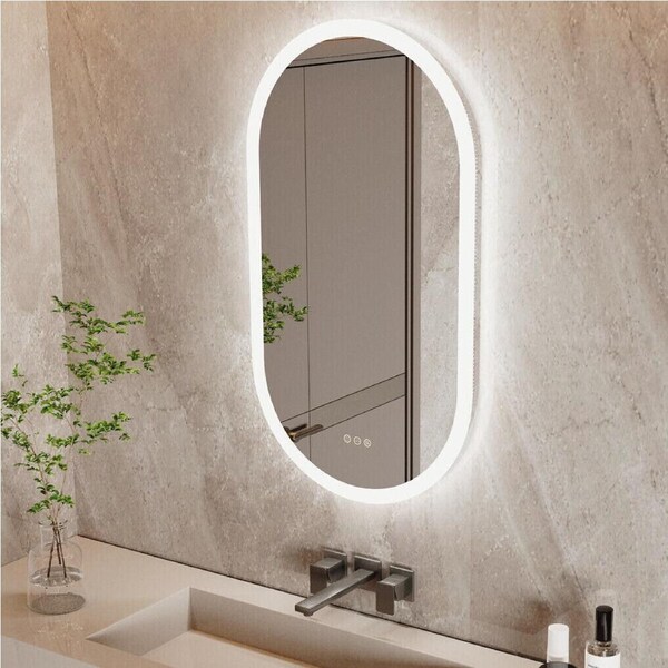 Ultra Bright LED Bathroom Mirror Wall Mount - Oval, Anti-Fog, Dimmable