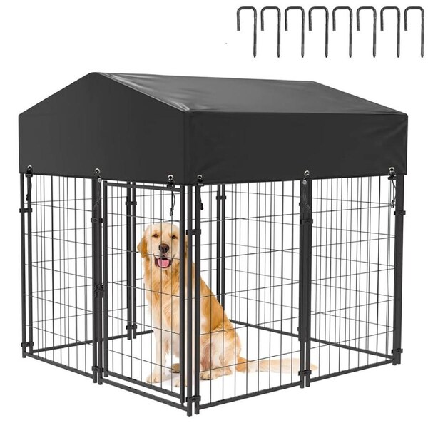 Luxury Outdoor Dog Kennel Pet House Enclosure Run Cage Playpen Roof Cover
