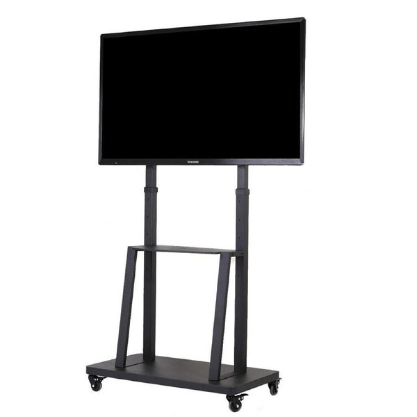 Adjustable Rolling TV Stand with 2-Tier Shelf - Super Strong Floor Mount