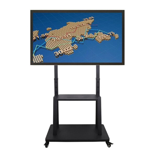 Adjustable Rolling TV Mount with 2Tier Shelf for Super Strong Floor TV Stand
