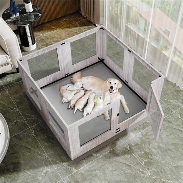 XXL Heavy Duty Dog Whelping Box Puppy Pen Fertility Fence with Pad