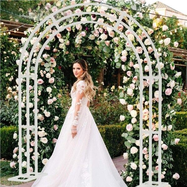 Metal Wedding Arch Garden Arbor Floral Backdrop Stand - Heavy & Strong - Indoor/Outdoor