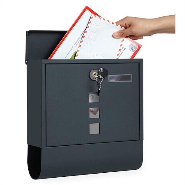 Wall Mounted Lockable Mailbox with Copper Lock - Galvanized Steel Post Box