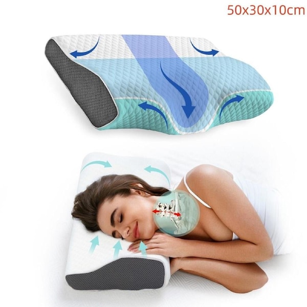 Cervical Memory Foam Contour Pillow for Neck and Back Support - Anti-Snore Sleeping