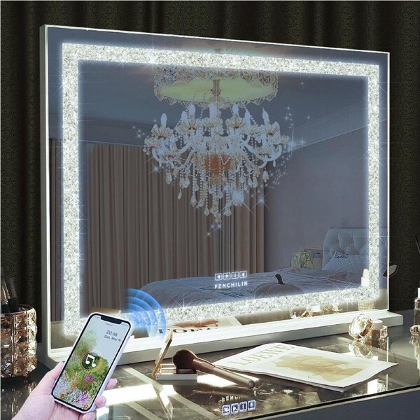 Crystal Hollywood Vanity Mirror with Bluetooth LED Lights