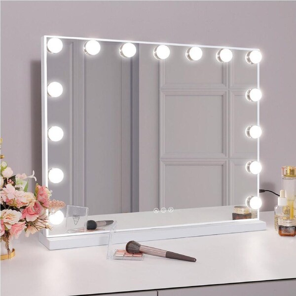 Mounted Hollywood Makeup Mirror 15 LED Lighted Vanity Wall Mount