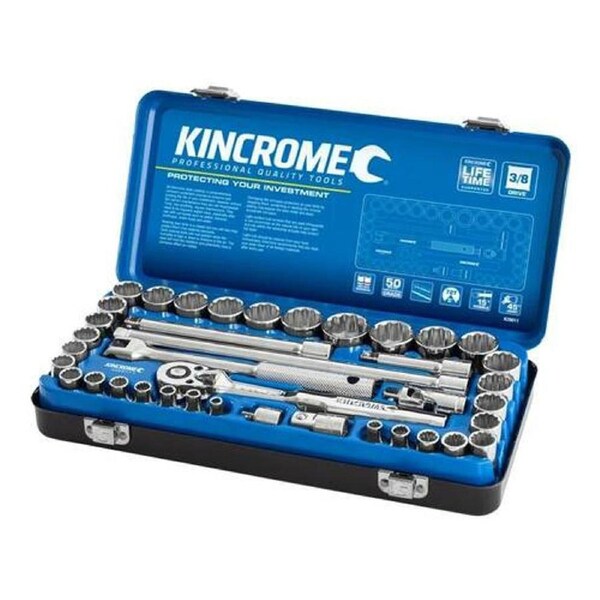 Kincrome 39PC Socket Set - 3/8" Metric Imperial Gear Ratchet Tool Case Kit New