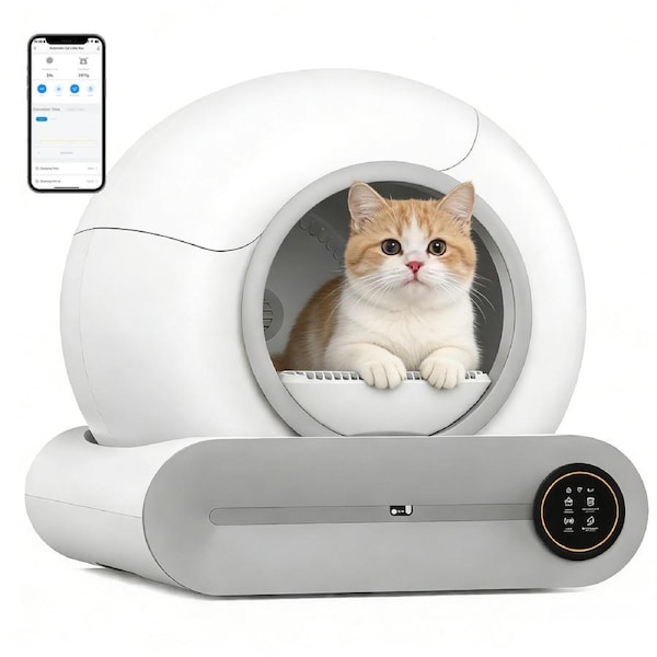 Advwin Automatic Cat Litter Box Smart Self-Cleaning Large Kitty Toilet App Control Odor-Removal