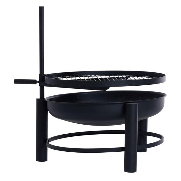 Glow Carolina Fire Pit with BBQ Plancha Grill in Black