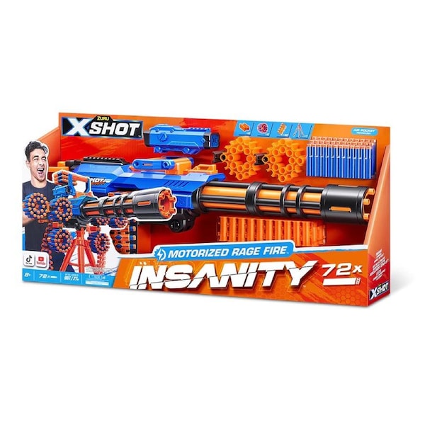 Zuru X-Shot Insanity Motorised Gatling Blaster With Tripod