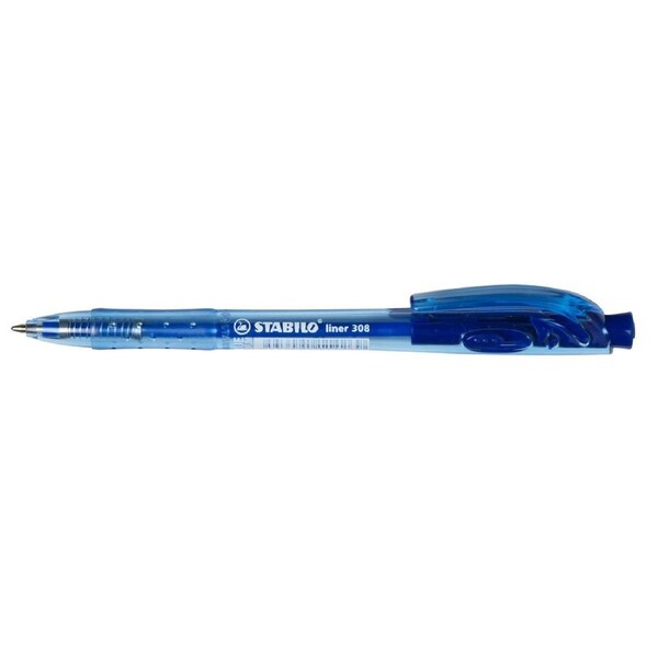 Stabilo Liner 308 Ballpoint Pen Medium Blue Retractable Box of 10, ACCO 0280730