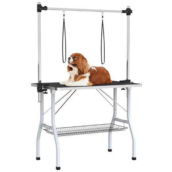 Advwin Pet Grooming Table Foldable Pet Salon Station 2 Loops Height Adjustable