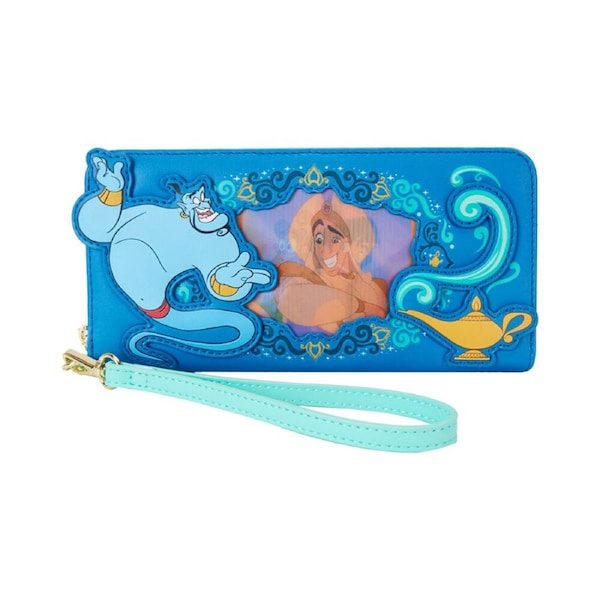 Disney Princess Jasmine Leather Zip Around Wristlet Wallet Coin Purse 8x4in