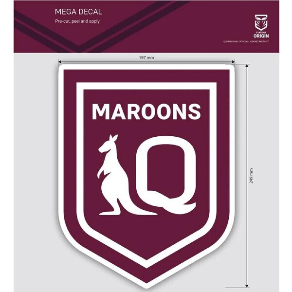 NRL Mega Decal New Design - Queensland Maroons - QLD - Car Sticker 250mm