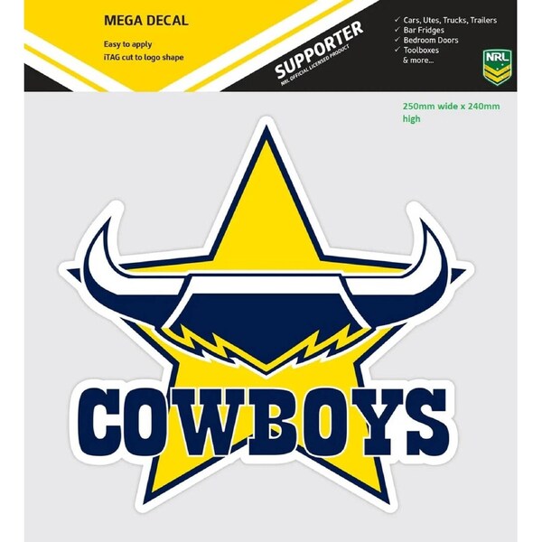 NRL Mega Decal - North Queensland Cowboys - Car Sticker 250mm