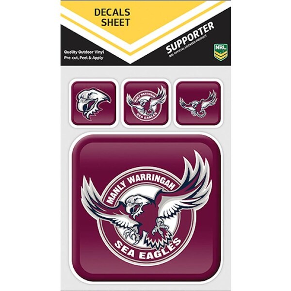 NRL App Stricker Decal Set - Manly Sea Eagles - 13x13CM Large 4x4CM Small