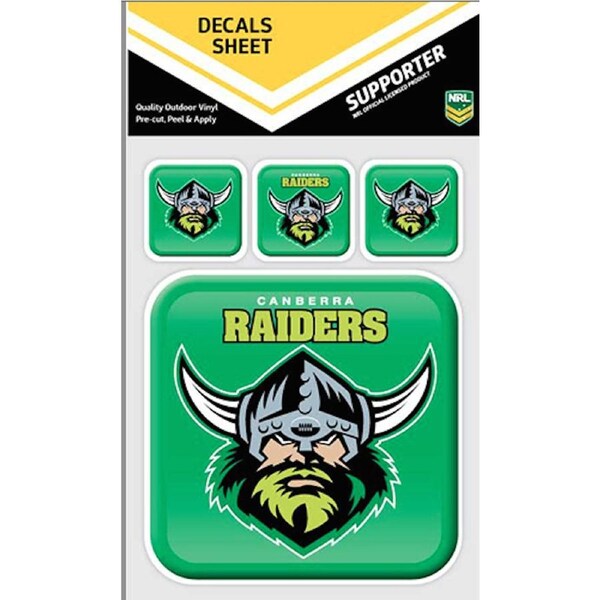 NRL App Stricker Decal Set - Canberra Raiders - 13x13CM Large 4x4CM Small