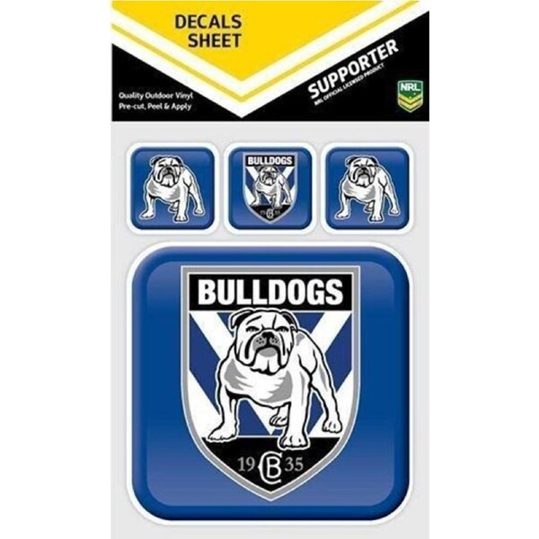NRL App Stricker Decal Set - Canterbury Bulldogs - 13x13CM Large 4x4CM Small