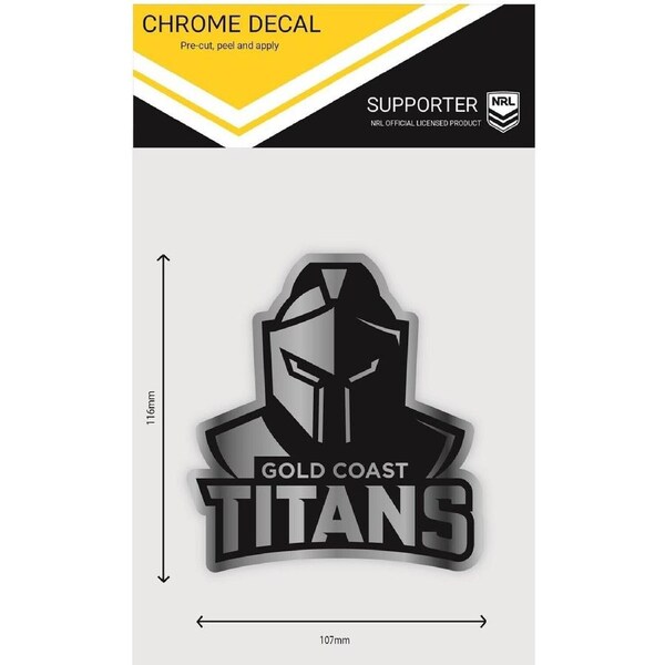 NRL Chrome Decal - Gold Coast Titans - Car Sticker 12x12cm