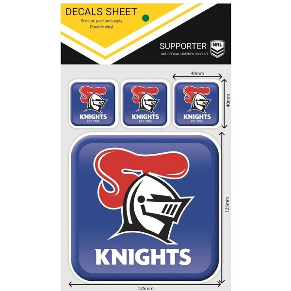 NRL App Stricker Decal Set - Newcastle Knights - 13x13CM Large 4x4CM Small