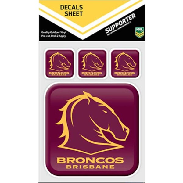 NRL App Stricker Decal Set - Brisbane Broncos - 13x13CM Large 4x4CM Small