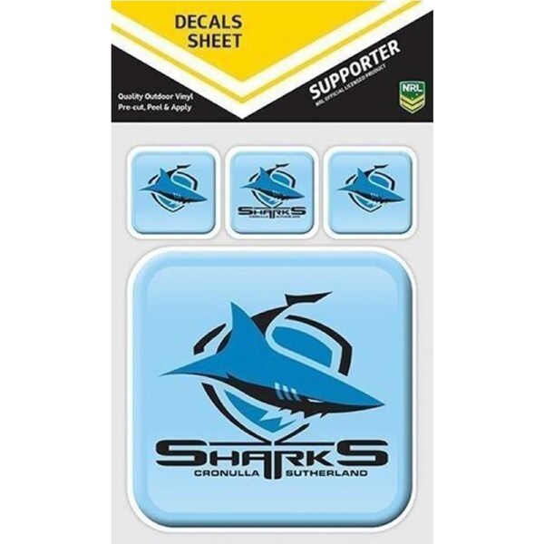 NRL App Stricker Decal Set - Cronulla Sharks - 13x13CM Large 4x4CM Small